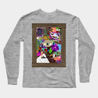 Chaos collage random objects trippy Long Sleeve T-Shirt